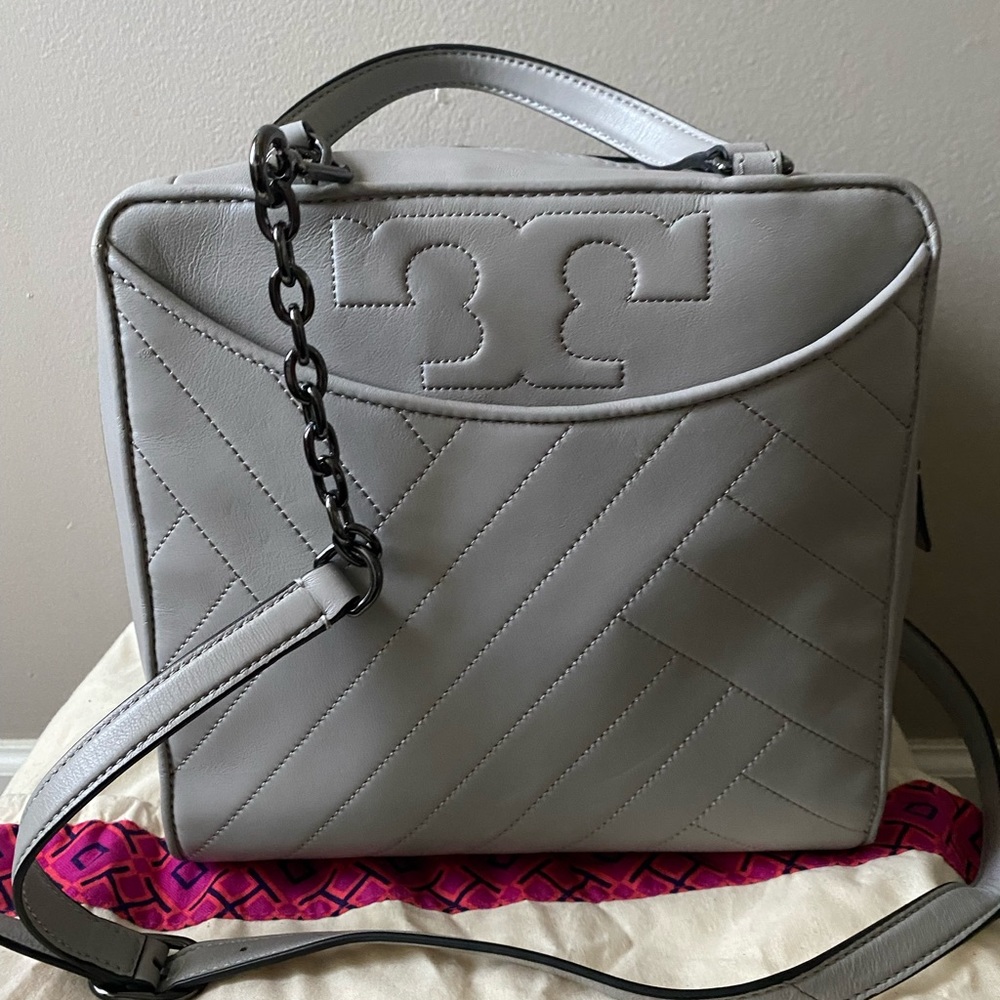 Tory Burch gray shoulder or crossbody bag